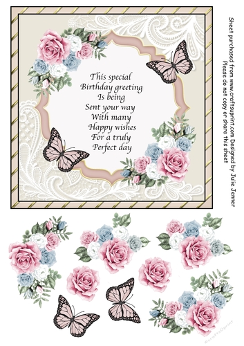 Gold and cream floral verse A4 sheet for 7 x 7 card