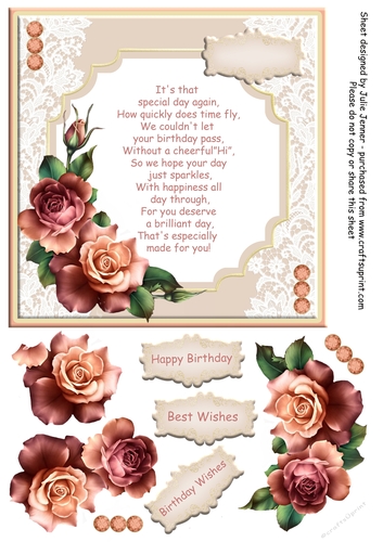 Summer Roses A4 sheet