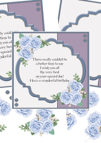 Pastel blue frame with verse and blue roses