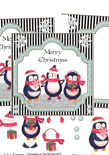 Trio of penguins black and whie stripe