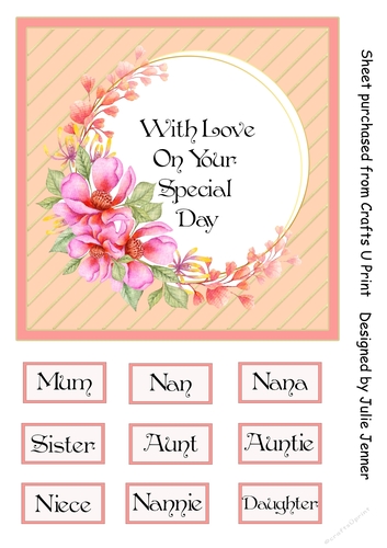 With Love On Your Special Day A4 sheet