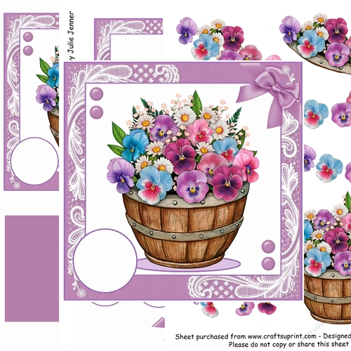 Bucket of flowers Purple