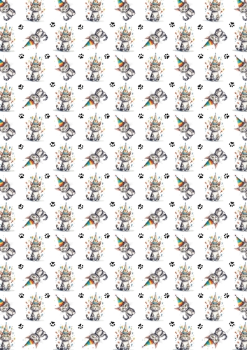 Cats in hats with paw prints A4 paper