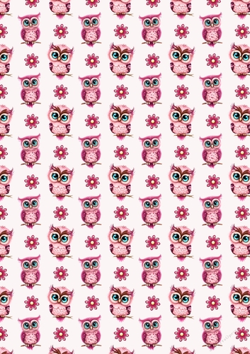 Pink Owls and Flowers A4 Sheet