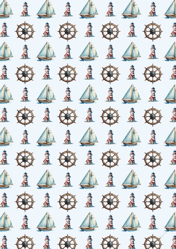 A4 Sailing Patterned Paper on light blue background