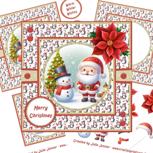 Santa and snowman 1 decoupage card kit
