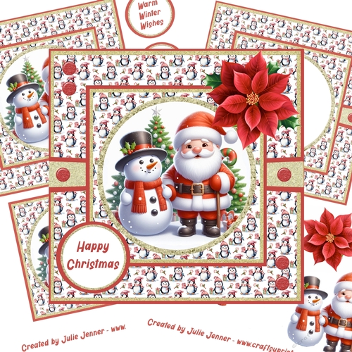 Santa and snowman 2 decoupage card kit