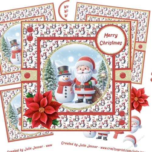 Santa and snowman 3 decoupage card kit