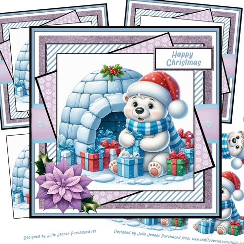Polar Bear 3 decoupage card kit