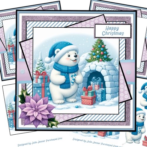 Polar Bear 4 decoupage card kit
