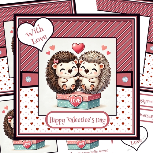 Hedgehog Love 1 - Valentine - Anniversary - Engagement decoupage card kit
