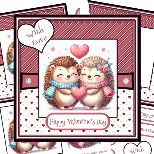 Hedgehog Love 2 - Valentines - Anniversary - Engagement decoupage card kit