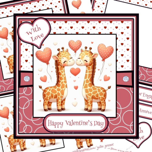 Giraffe Love 1 Decoupage Card Kit - Valentine - Anniversary - Engagement
