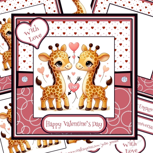 Giraffe Love 2 Decoupage Card Kit - Valentine - Anniversary - Engagement