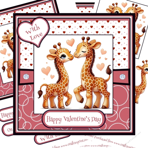 Giraffe Love 3 Decoupage Card Kit - Valentine - Anniversary - Engagement