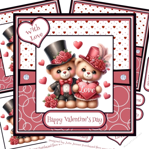 Bear Love 2 Decoupage Card Kit - Valentine - Anniversary - Engagement