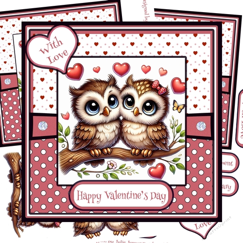 OWL Love 1 Decoupage Card Kit - Valentine - Anniversary - Engagement