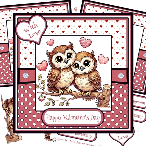 Owl Love 2 Decoupage Card Kit - Valentine - Anniversary - Engagement
