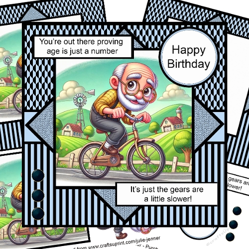 Age is just a number - cycling themed decoupage card kit