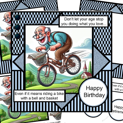 Dont let age stop you doing what you love - cycling themed decoupage card kit