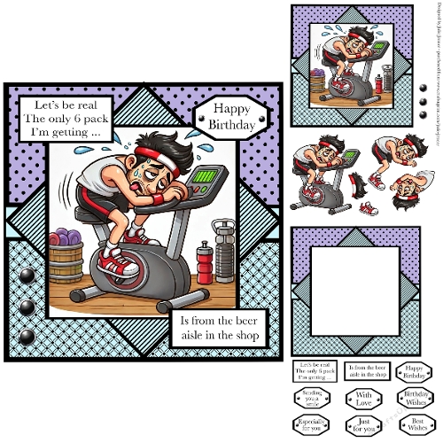 Gym Workout 1 - Fitness Decoupage Card Kit