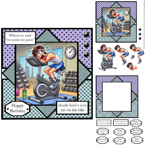 Gym Workout 2 - Fitness Decoupage Card Kit
