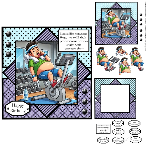 Gym Workout 3 - Fitness Decoupage Card Kit