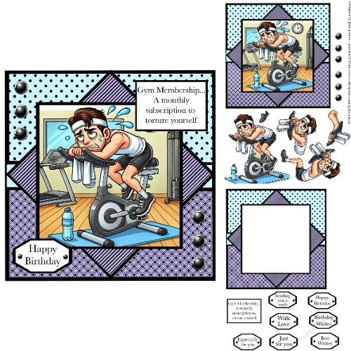 Gym Workout 4 - Fitness Decoupage Card Kit