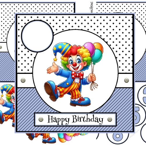 Clown WIith Balloons Birthday Card