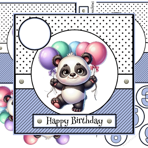 Panda WIith Balloons Birthday Card