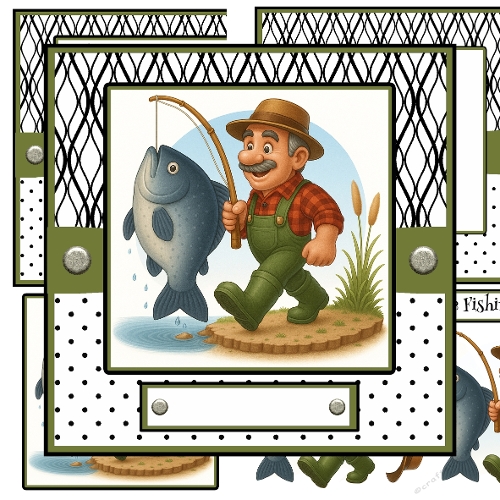Gone Fishing Decoupage Card