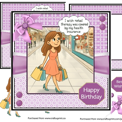Retail Therapy Decoupage Birthday Card
