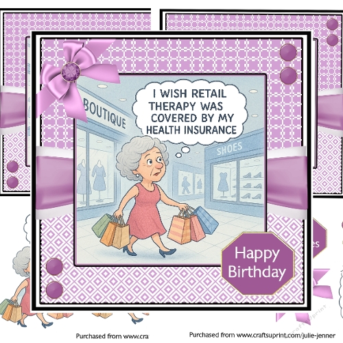 Retail Therapy Senior Decoupage Birthday Card