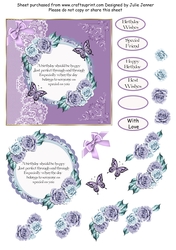 Purple Floral Frame A4 sheet