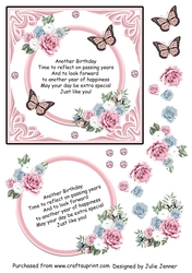 Floral Frame and butterflies pink