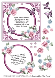 Floral Frame and butterflies purple