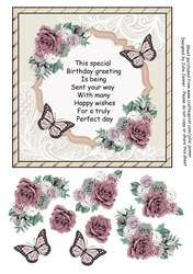 Gold and cream floral verse A4 sheet for 7 x 7 card