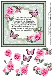 Pale green and gold floral verse A4 sheet for 7 x 7 card