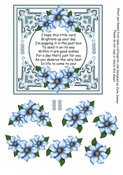 Blue Flower Frame A4 sheet for 6 x 6 inch card with floral decoupage