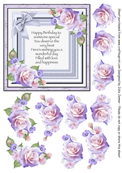 Lilac Rose cluster Frame with verse A4 sheet