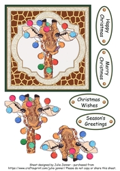 Christmas Giraffe with christmas lights quick card