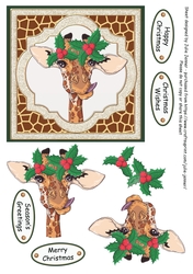 Christmas Giraffe with Holly quick card