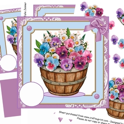 Bucket of flowers purple and Blue