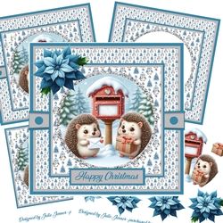Hedgehog Post Blue 1 Decoupage Card Kit