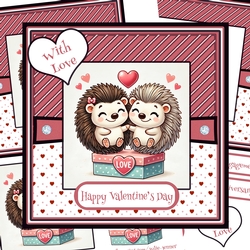 Hedgehog Love 1 - Valentine - Anniversary - Engagement decoupage card kit