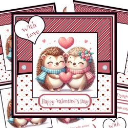 Hedgehog Love 2 - Valentines - Anniversary - Engagement decoupage card kit