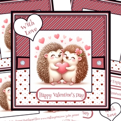 Hedgehog Love 3 - Valentine - Anniversary - Engagement decoupage card kit