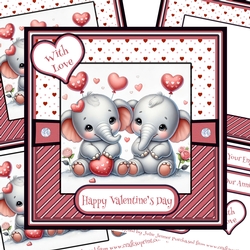 Elephant Love 2 - Valentine - Anniversary - Engagement decoupage card kit