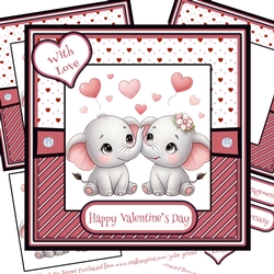 Elephant Love 3 - Valentine - Anniversary - Engagement decoupage card kit