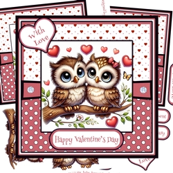 OWL Love 1 Decoupage Card Kit - Valentine - Anniversary - Engagement